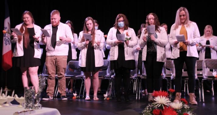 Associate Degree Nursing students recite the Florence Nightingale pledge during the pinning ceremony